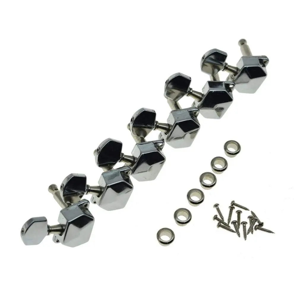 KAISH 6 Inline Semi-Closed Guitar Tuning Keys Pegs Chrome | 8mm Post Hole - view 3