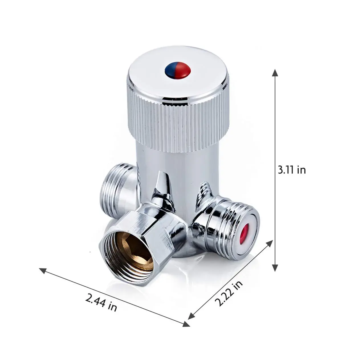 Fyeer Solid Brass DN15 1/2" Hot and Cold Water Mixing Valve | Chrome Plated - view 2