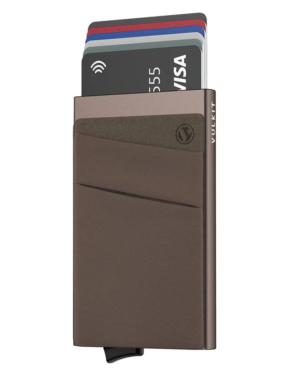 VULKIT Nickle Grey Pop Up Card Holder Wallet with Money Pocket & RFID Blocking - main product image