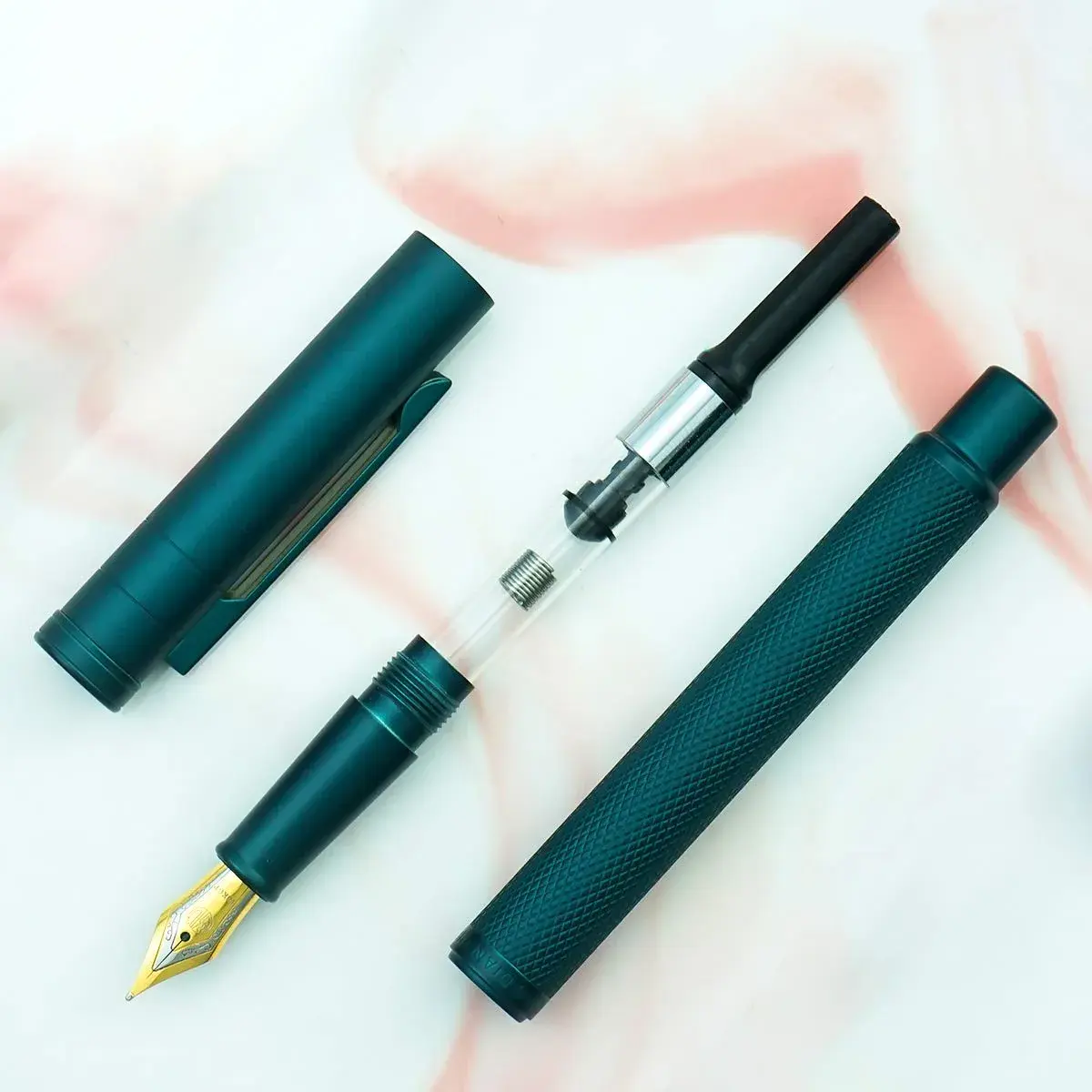 Asvine Dark Green Forest Fountain Pen Fine Nib Classic Design with Converter and Metal Pen Case Set | Smooth Ink Flow Writing Instrument - view 5