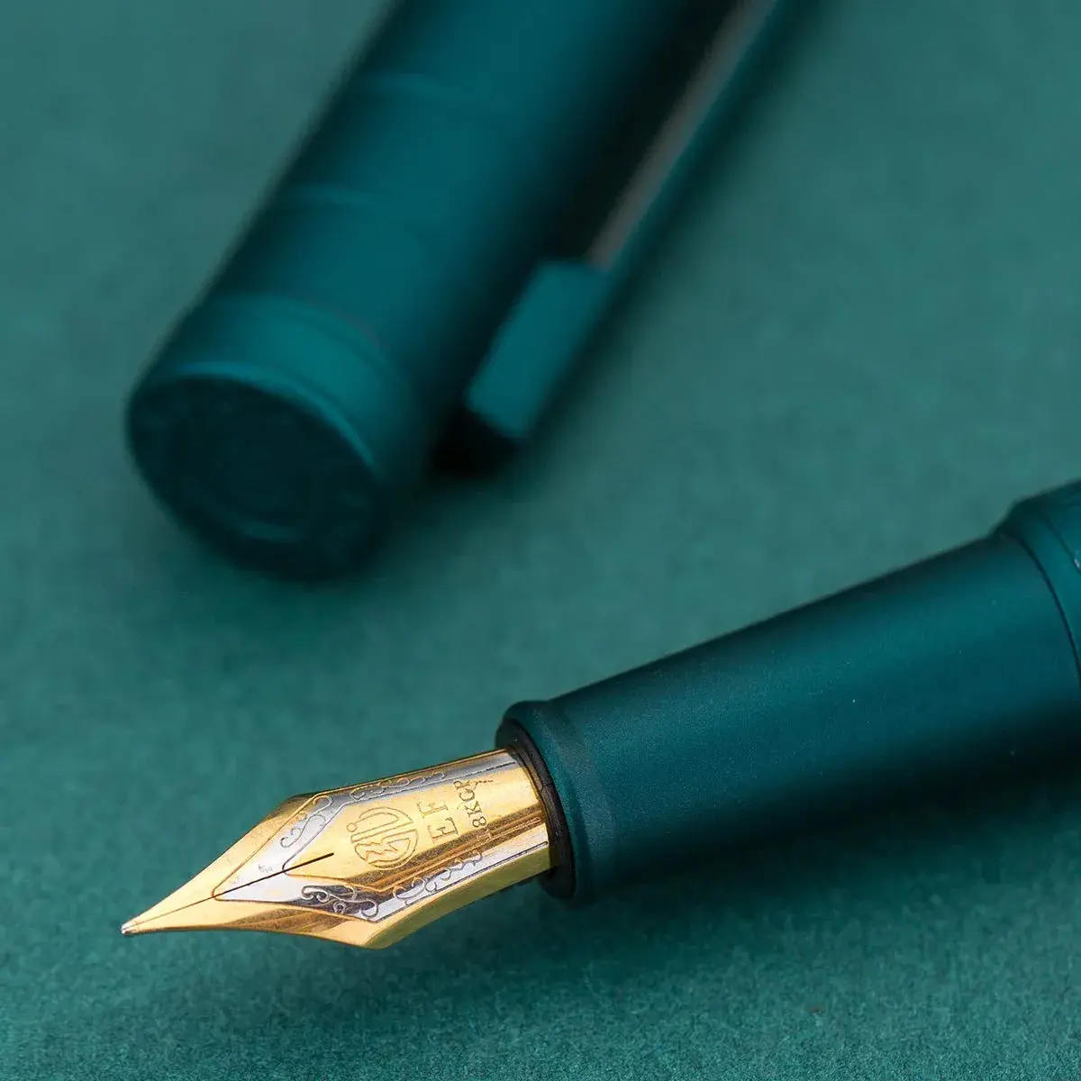 Asvine Dark Green Forest Fountain Pen Extra Fine Nib Classic Design with Converter and Metal Pen Case Set | Smooth Ink Flow Writing Instrument - view 4