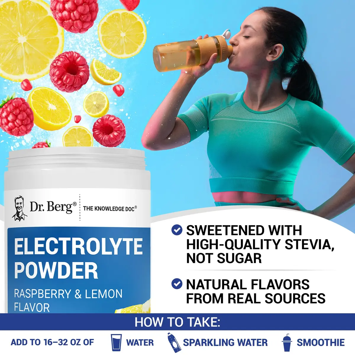 Dr. Berg Zero Sugar Hydration Keto Electrolyte Powder 1.46 Pound | Raspberry & Lemon Flavor Support - view 6