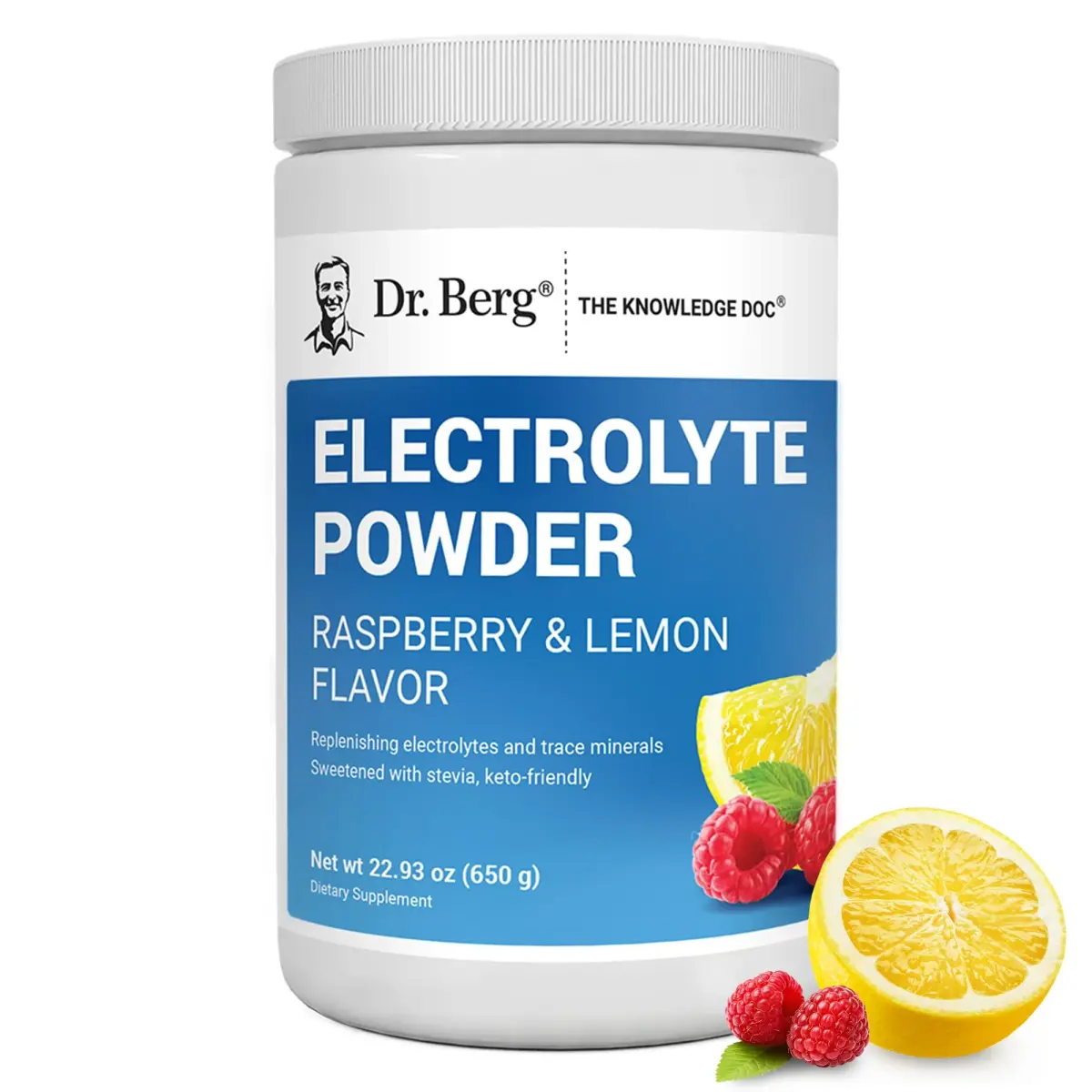 Dr. Berg Raspberry & Lemon Keto Electrolyte Powder - Zero Sugar, 100 Servings - main product image