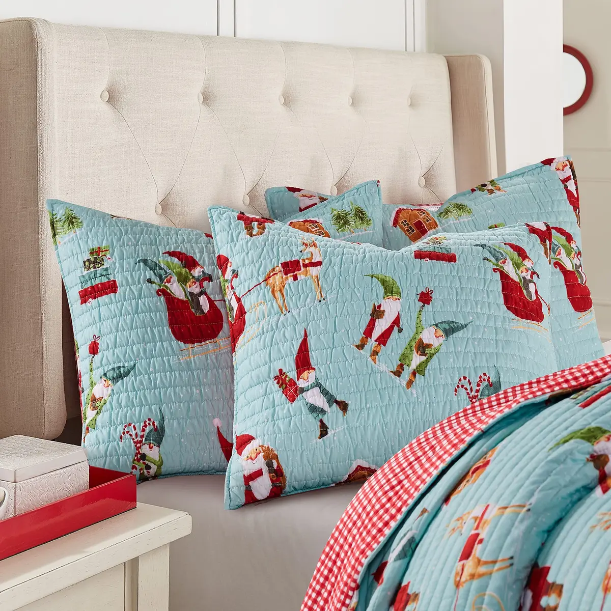 Levtex Home Gnome for the Holidays King Quilt 102x86in | Reversible Microfiber Christmas Decor - view 5