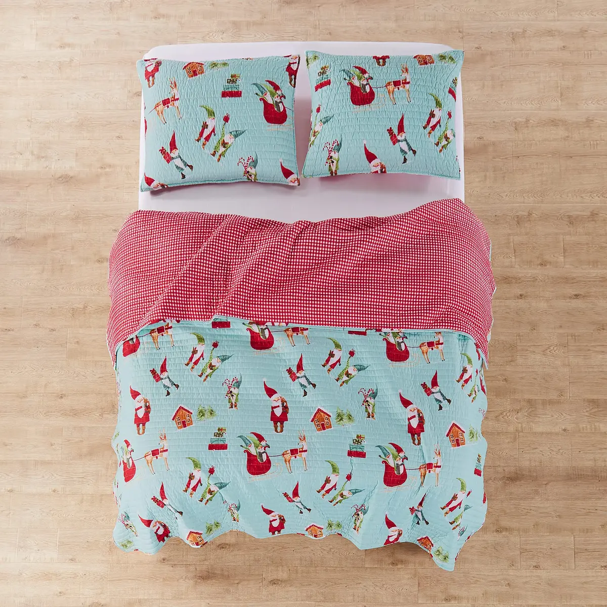 Levtex Home Gnome for the Holidays King Quilt 102x86in | Reversible Microfiber Christmas Decor - view 4