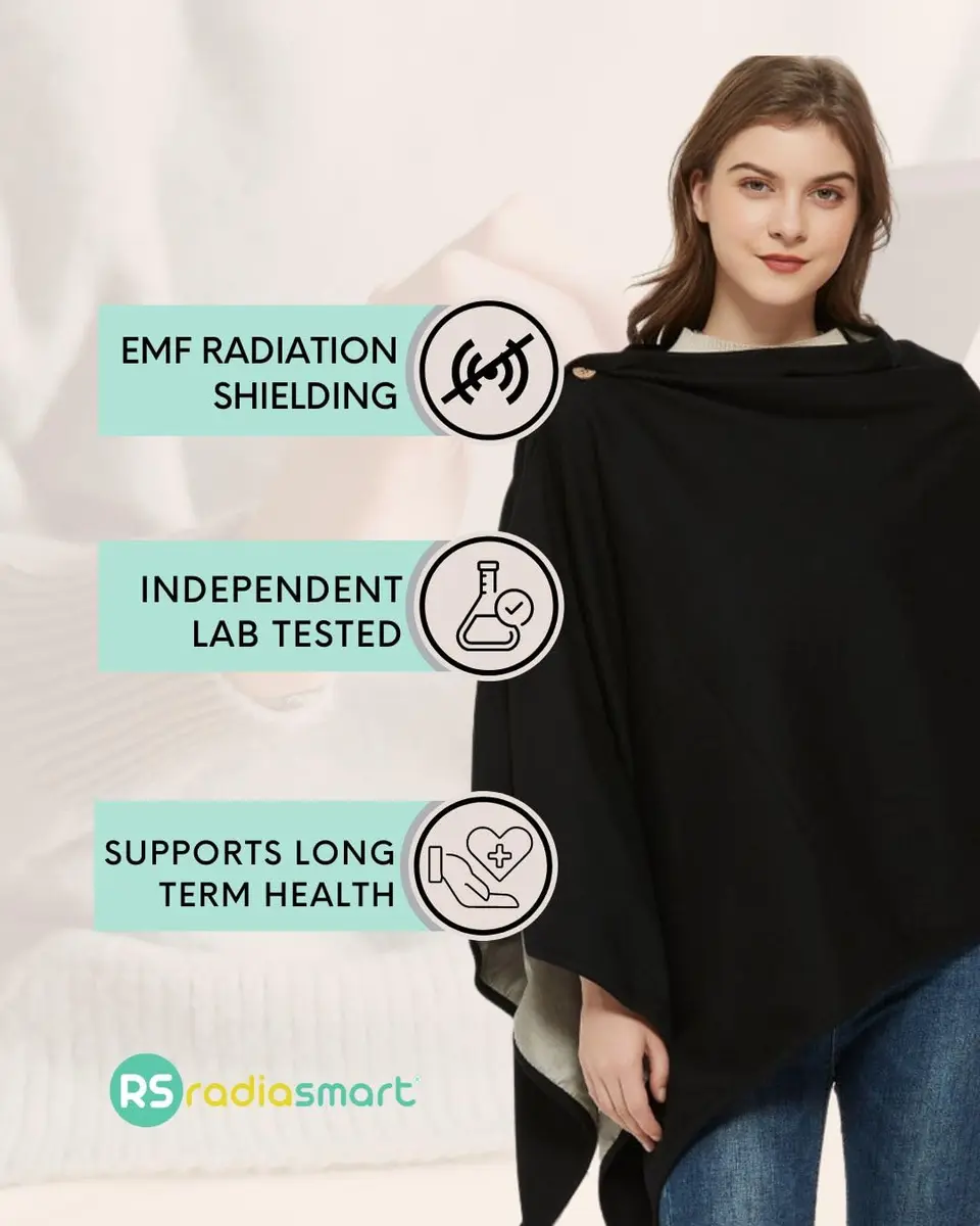 Radia Smart EMF Protection Poncho, Wrap, Wearable Blanket | RF Radiation Shielding & WiFi Blocker, 28" x 72" - view 3