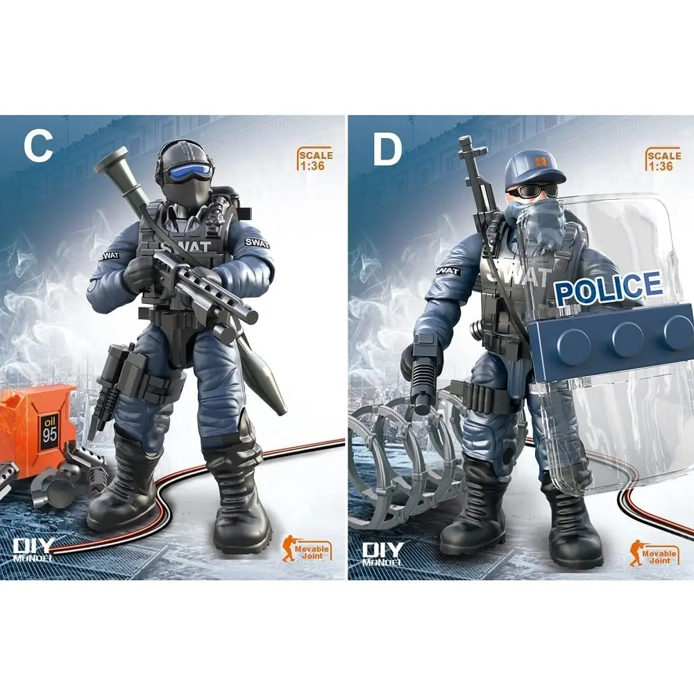 YEIBOBO ! Special Forces Mini Military Action Figure with Weapons & Accessories | 1:36 Scale, Movable Arms & Legs - view 4