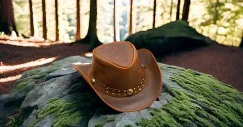 HADZAM Reddish Brown Leather Cowboy Hat - Large | Vintage Western Outback Style - view 2