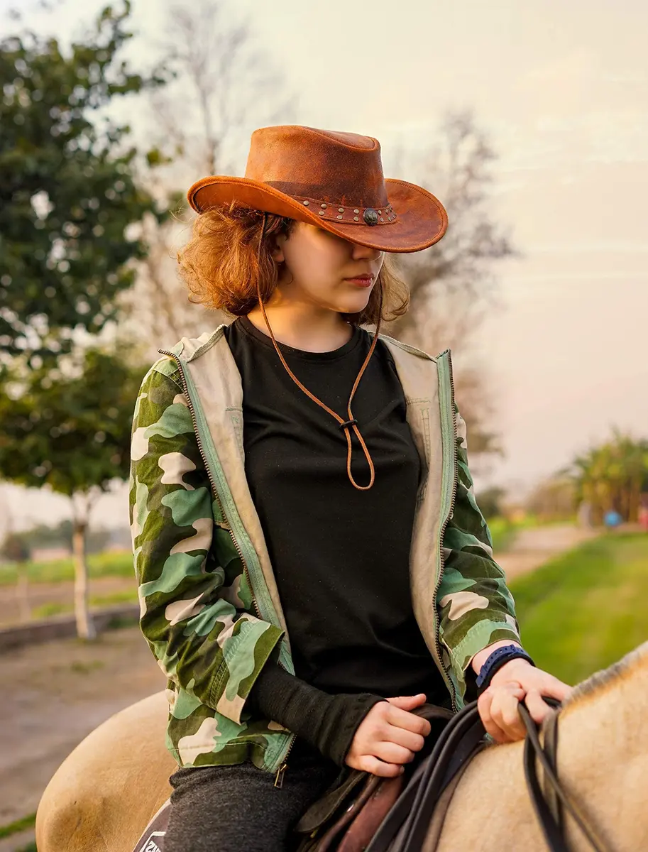 HADZAM Leather Cowboy Hat Also Worn as Outback Hat | Vintage Australian Style for Men & Women - view 7