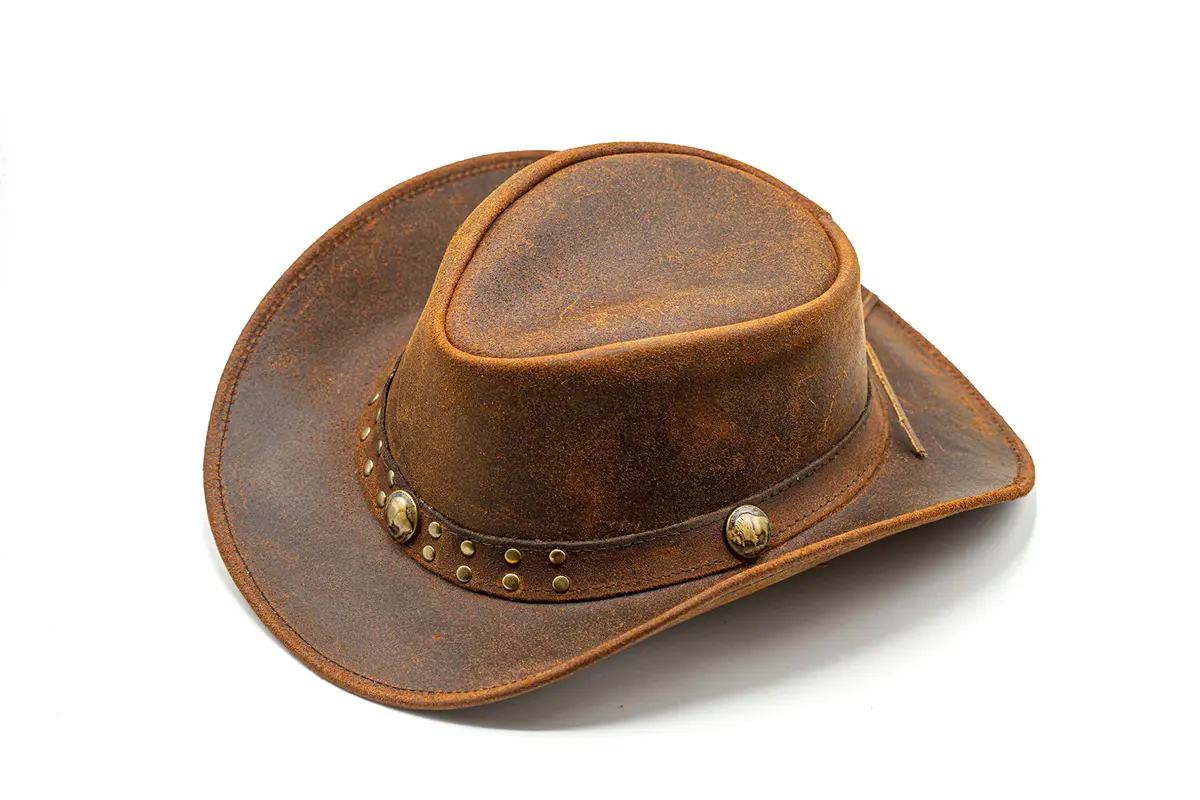 HADZAM Leather Cowboy Hat Also Worn as Outback Hat | Vintage Australian Style for Men & Women - view 8