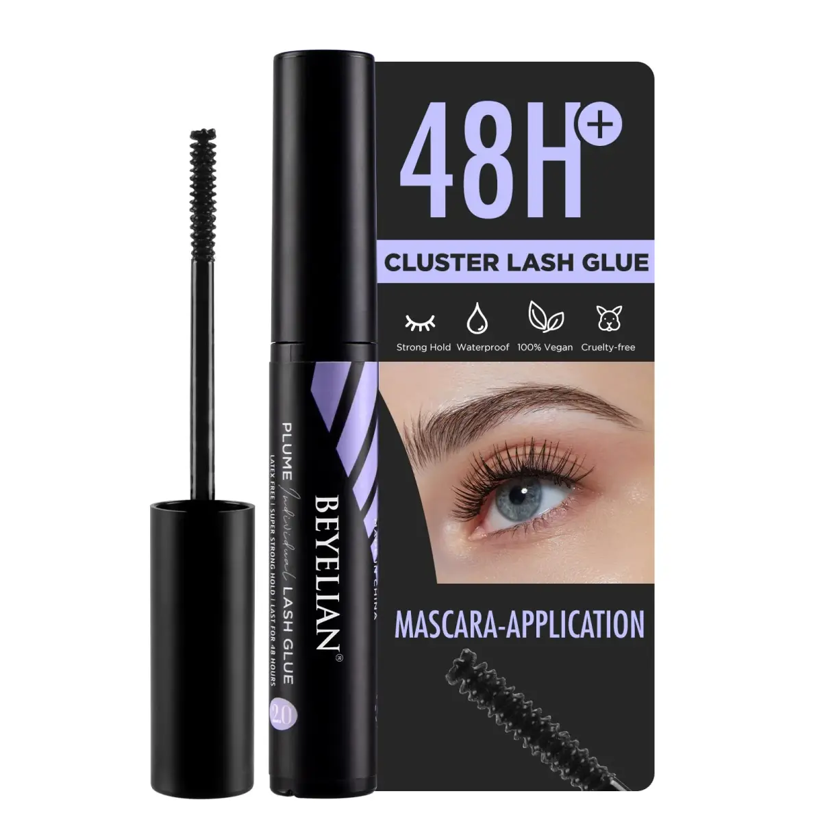 BEYELIAN Cluster Lash Glue Black | 5ml (0.17 Fl Oz) | Strong Hold for DIY Eyelash Extensions - main product image