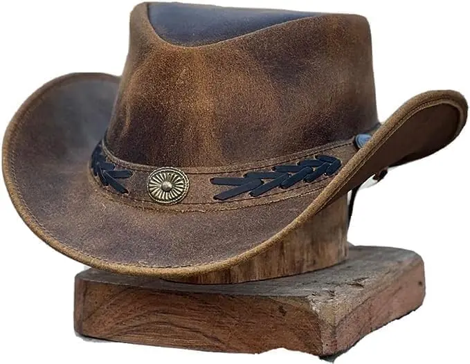 HADZAM Leather Cowboy Hat Shapeable into Outback Hat, Australian Hats for Men & Women (X-Large, Brown) - view 2