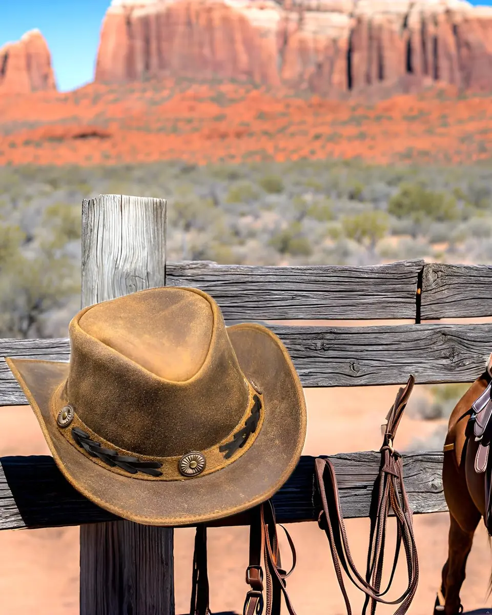 HADZAM Leather Cowboy Hat Shapeable into Outback Hat, Brown, Large 57cm (22.4in) - view 4