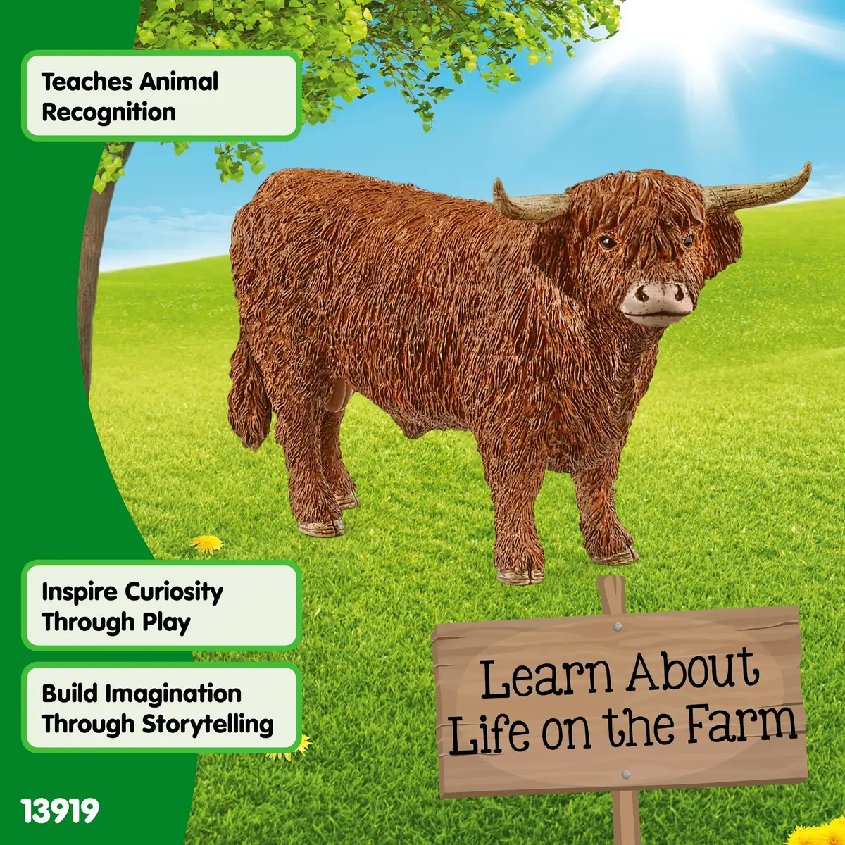 Schleich Farm World Highland Bull Toy Figurine 156 g (5.5 oz) | ASTM-Tested for Kids Ages 3+ - view 4