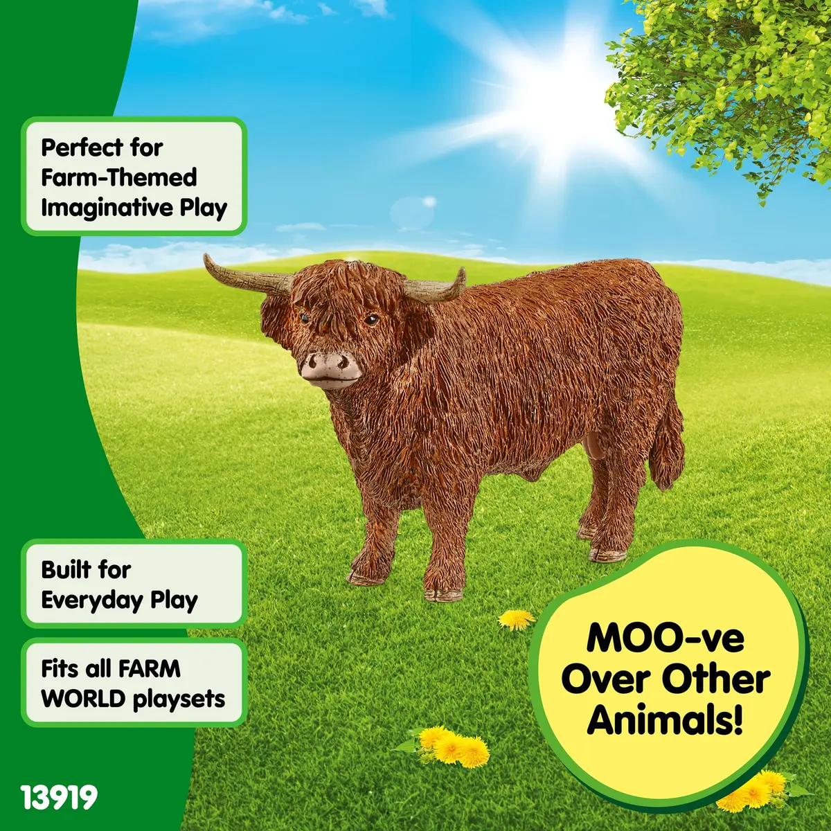Schleich Farm World Highland Bull Toy Figurine 156 g (5.5 oz) | ASTM-Tested for Kids Ages 3+ - view 6