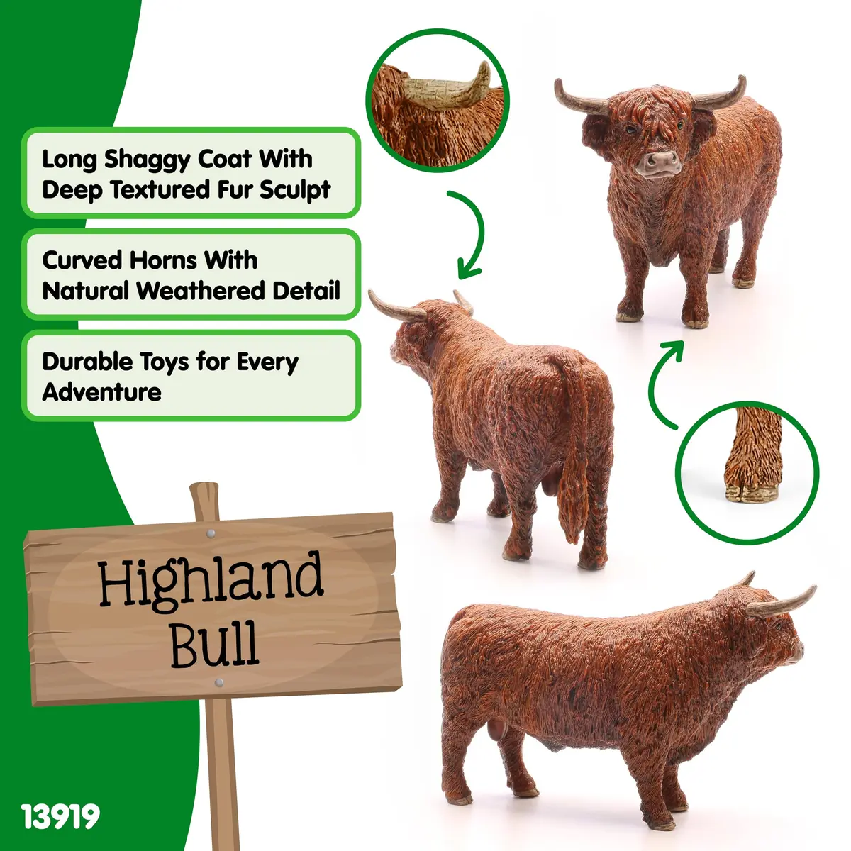 Schleich Farm World Highland Bull Toy Figurine 156 g (5.5 oz) | ASTM-Tested for Kids Ages 3+ - view 2