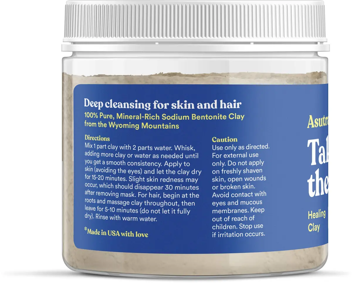 ASUTRA Indian Healing Clay Mask, 1 lb | Deep Pore Cleansing & Brightening for Skin & Hair - view 2
