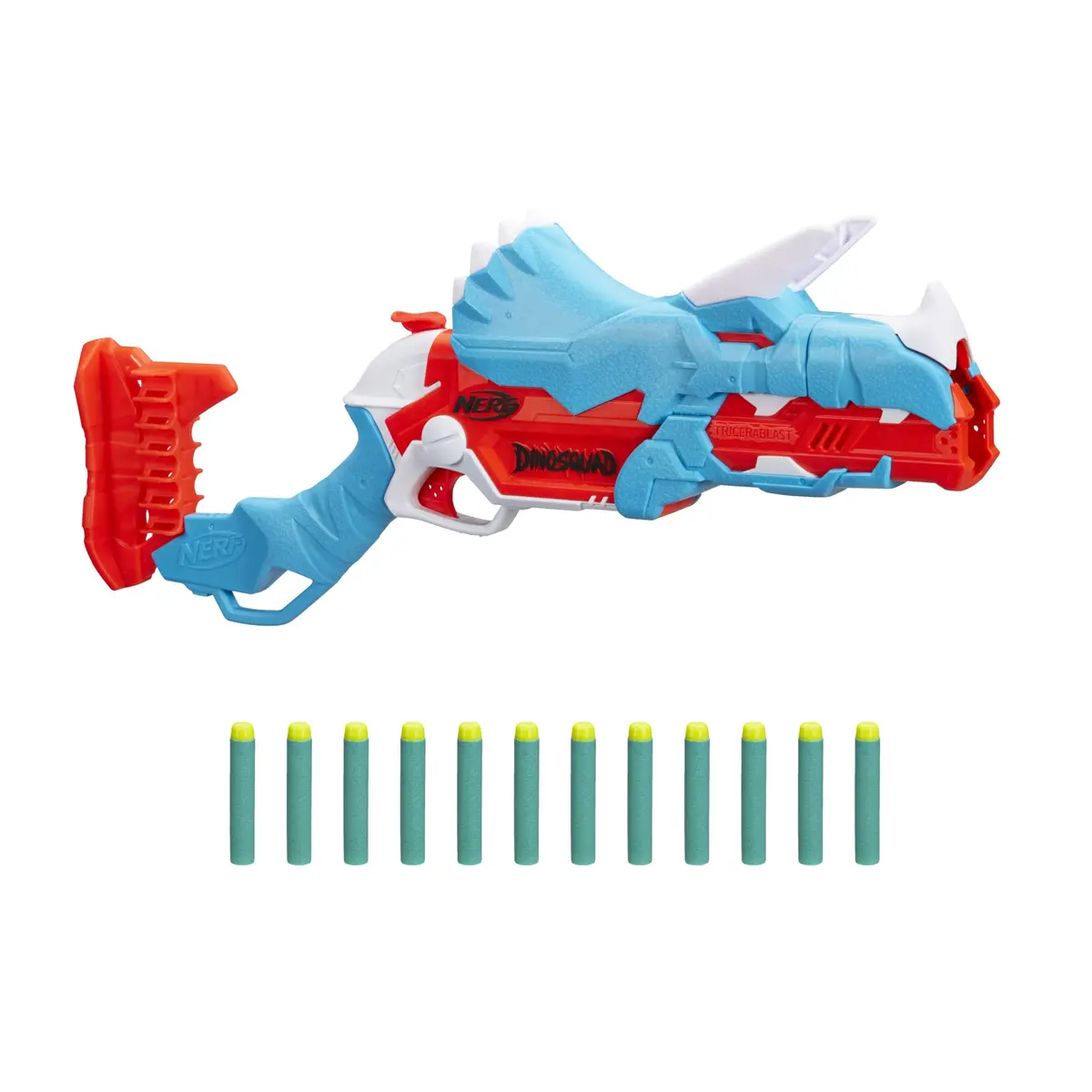 Nerf DinoSquad Tricera-Blast Dart Blaster | Dinosaur Kids Toy for 8+ | Foam Blaster with 12 Darts - main product image