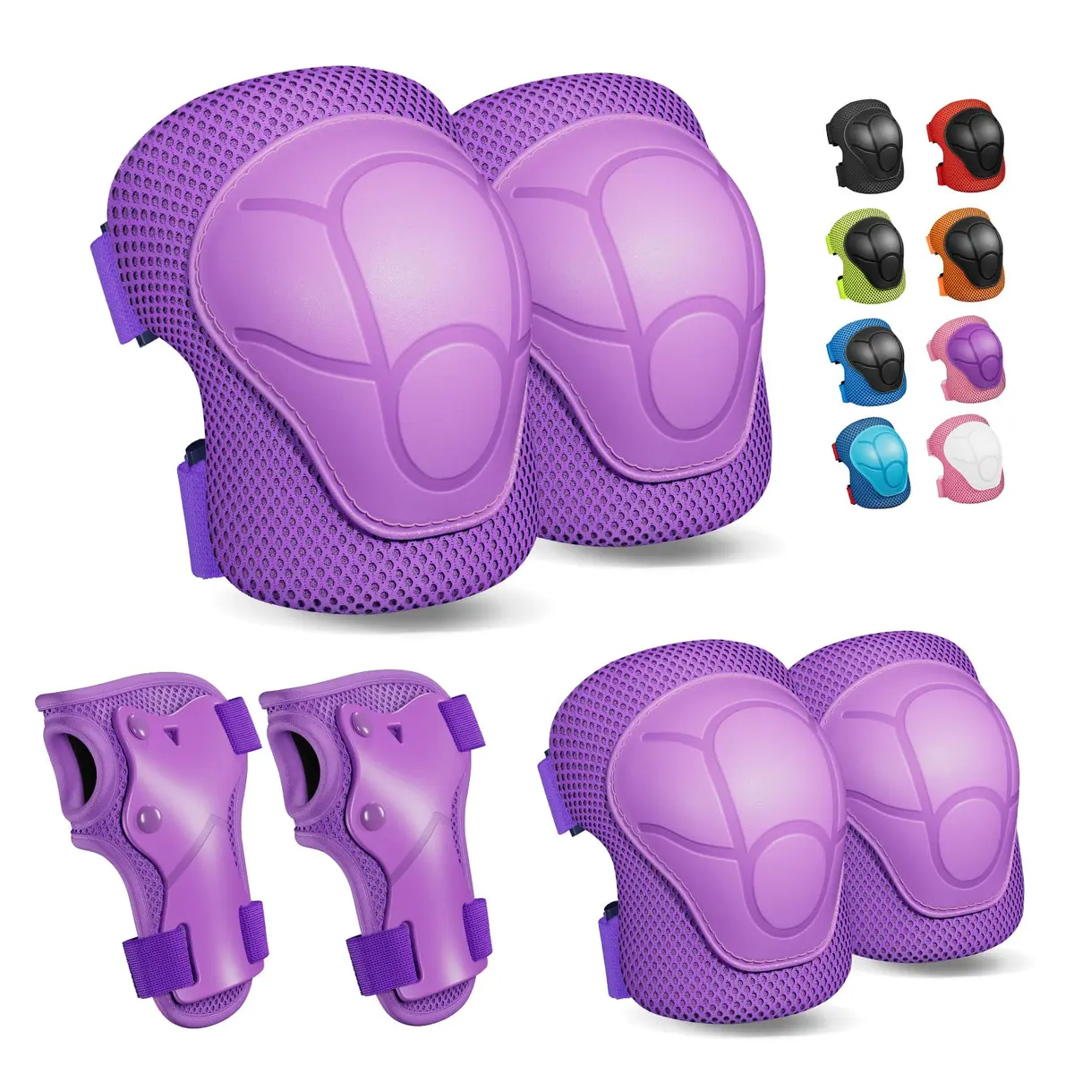 CKE Toddler Knee Pads and Elbow Pads with Wrist Guards for Kids, Purple | 3-Piece Protective Gear Set for Skating & Cycling - main product image