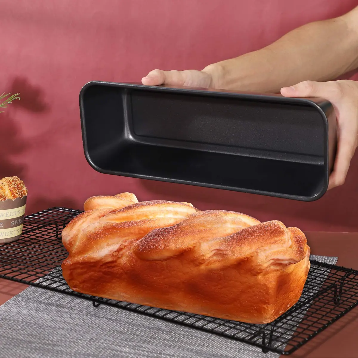 Beasea Long Loaf Bread Pan 12x4 Inch | Nonstick Carbon Steel Bakeware for Oven Baking - view 6
