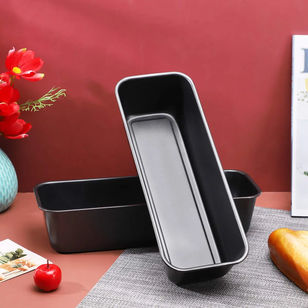 Beasea Long Loaf Bread Pan 12x4 Inch | Nonstick Carbon Steel Bakeware for Oven Baking - view 4