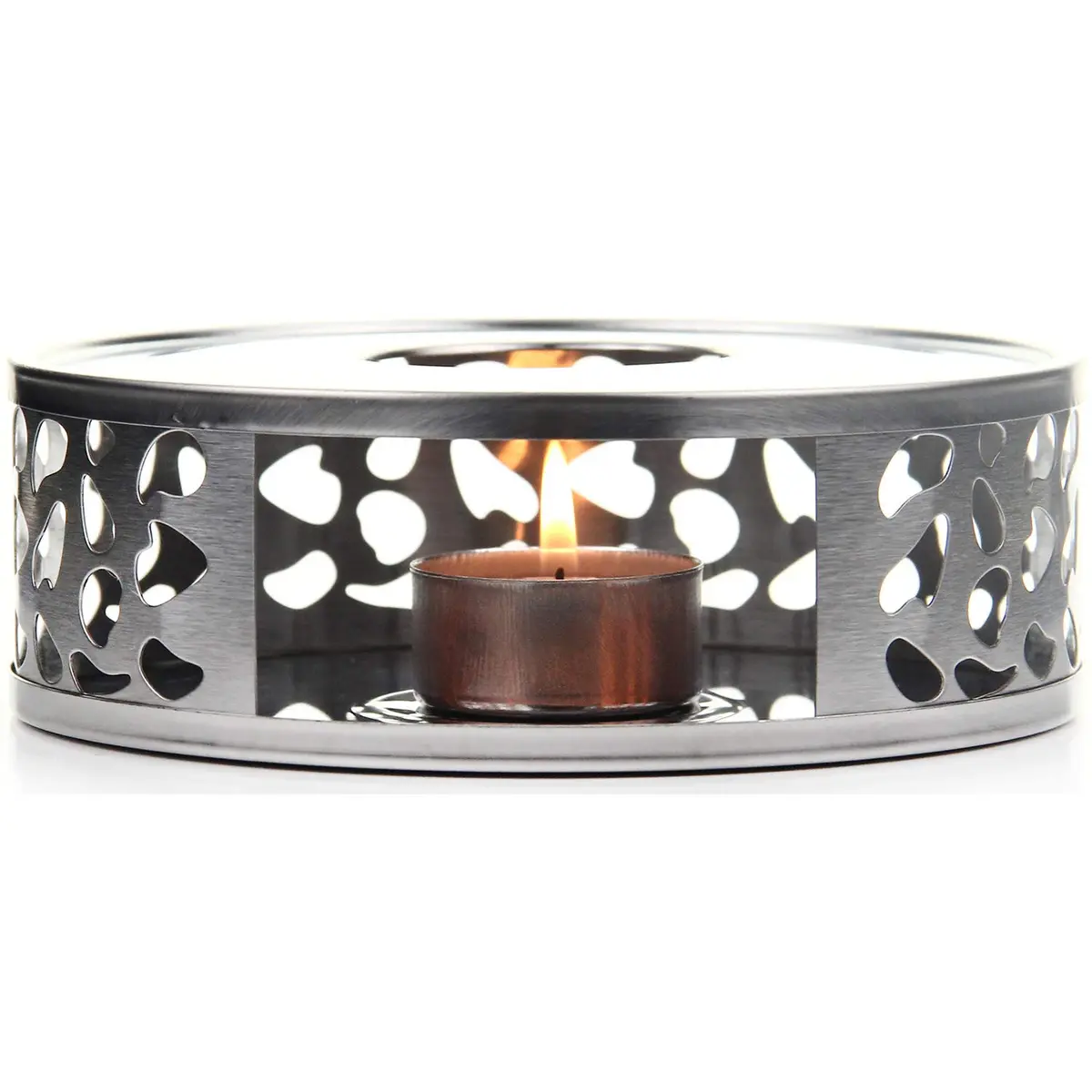 Teabloom Silhouette Tea Warmer - Brushed Stainless Steel Teapot Warmer with Tealight Holder and Candle | Elegant, Durable, Fits Most Teapots - main product image