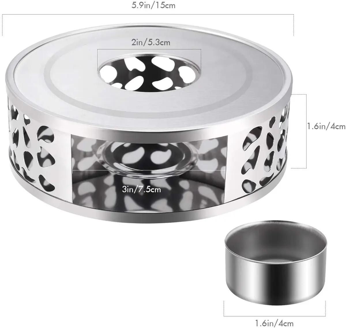 Teabloom Silhouette Tea Warmer - Brushed Stainless Steel Teapot Warmer with Tealight Holder and Candle | Elegant, Durable, Fits Most Teapots - view 3