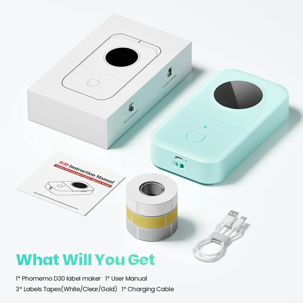 Phomemo D30 Portable Thermal Label Printer Green | 203dpi Resolution, Bluetooth 4.0, 10m Wireless - view 6