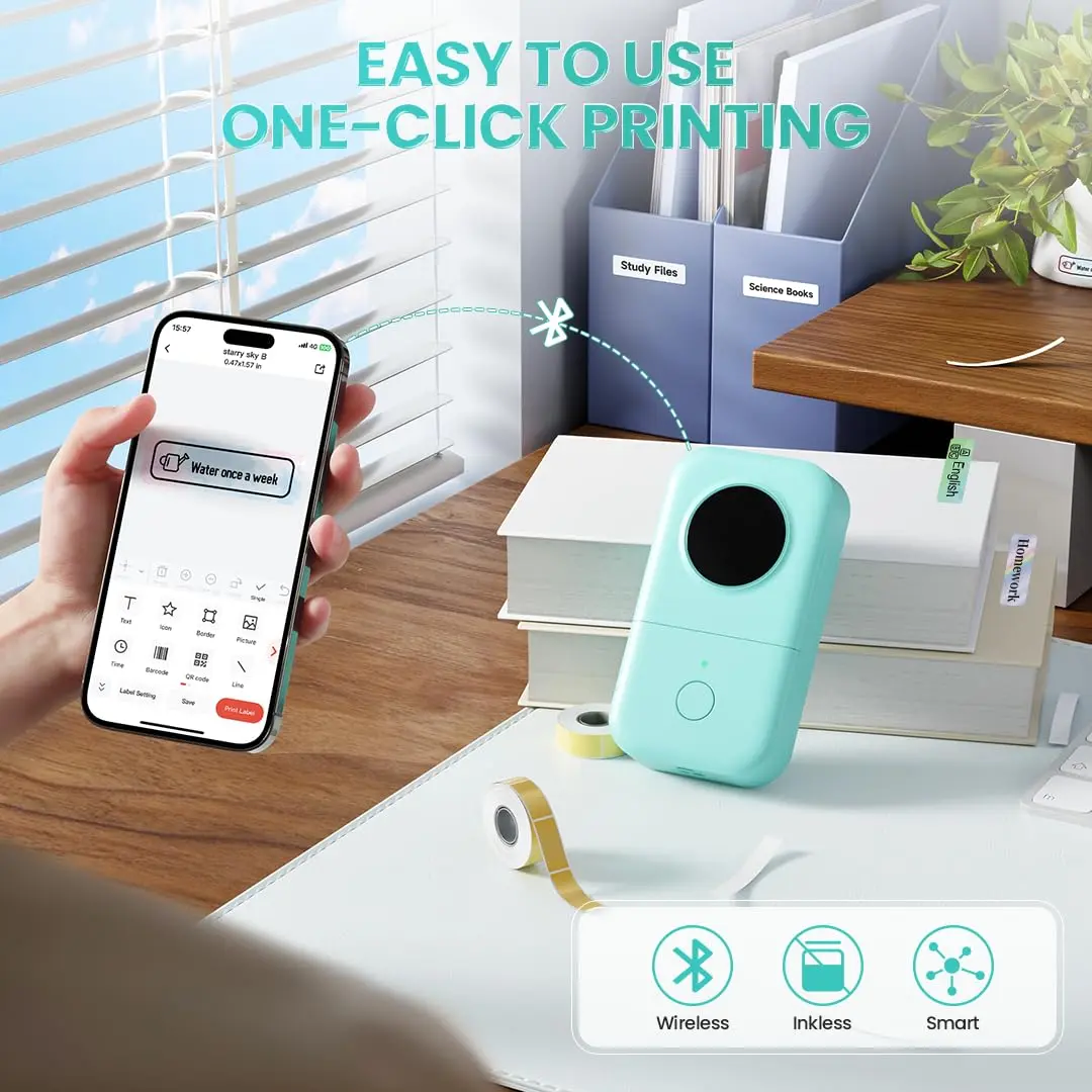 Phomemo D30 Portable Thermal Label Printer Green | 203dpi Resolution, Bluetooth 4.0, 10m Wireless - view 3