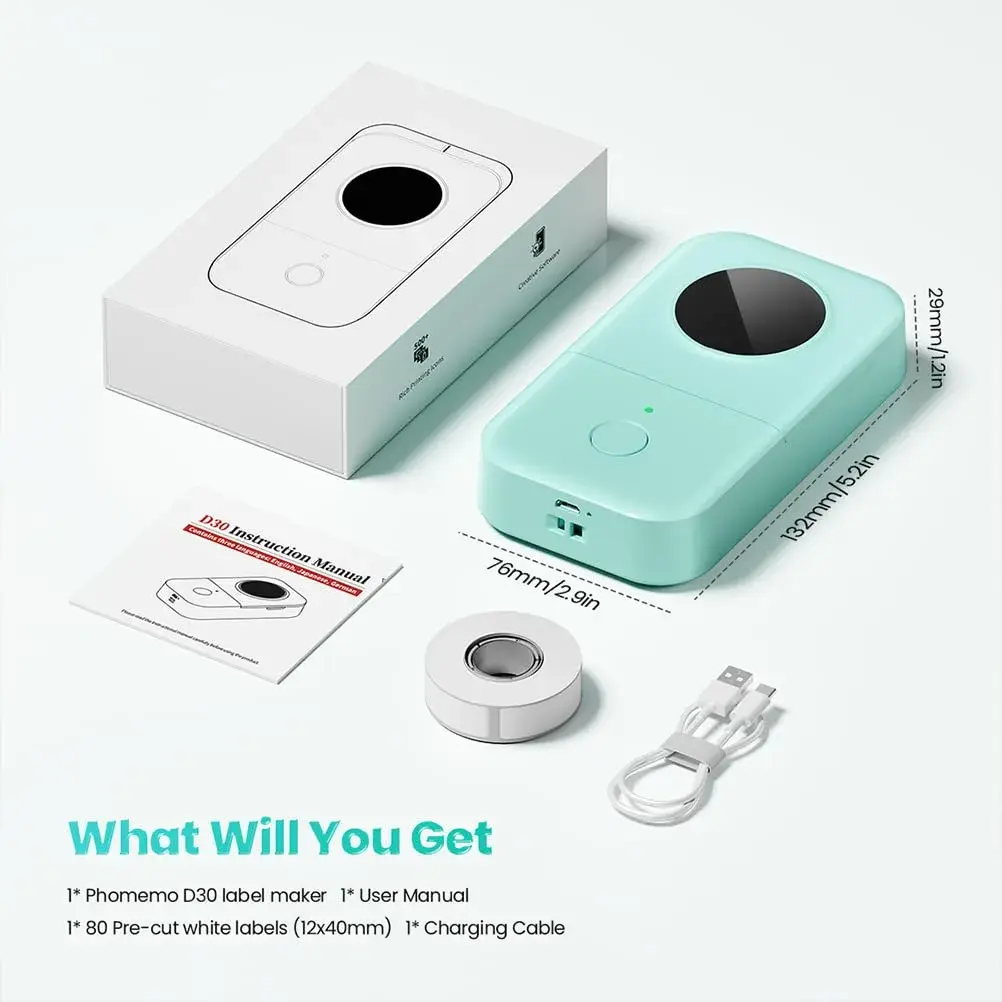 Phomemo D30 Bluetooth Label Maker Machine with Tape | 203 DPI High Resolution Printer - view 9
