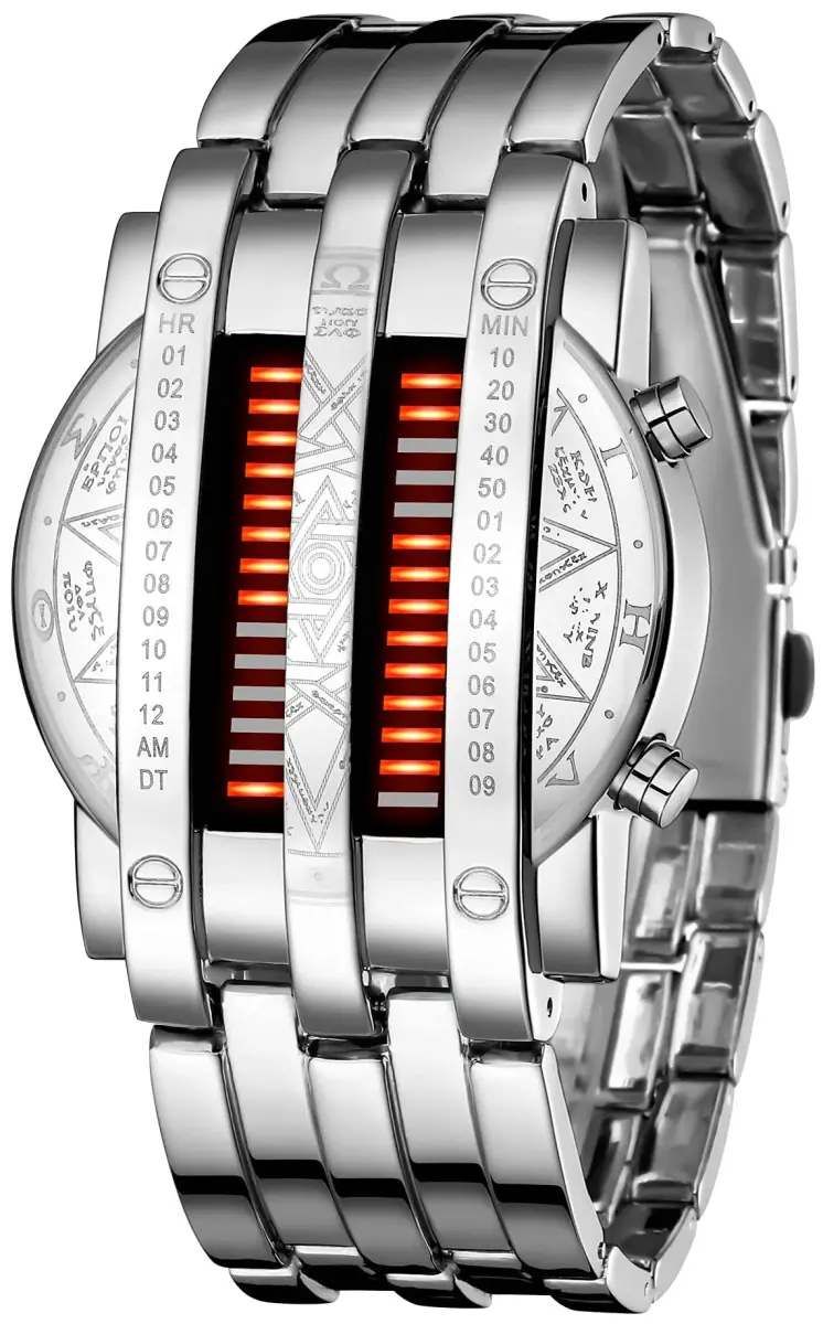 MASTOP Binary Matrix Blue LED Digital Watch for Men | 40mm Case, Stainless Steel - main product image