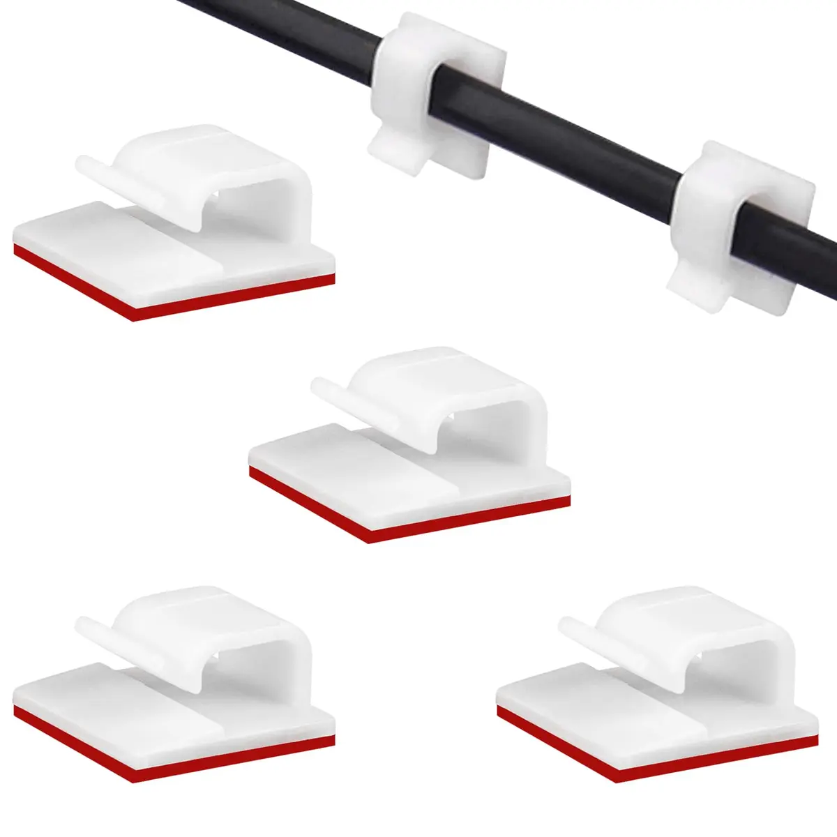 SOULWIT 50 Pcs Self Adhesive Cable Management Clips, White | Organize TV PC Laptop Ethernet Cables - main product image