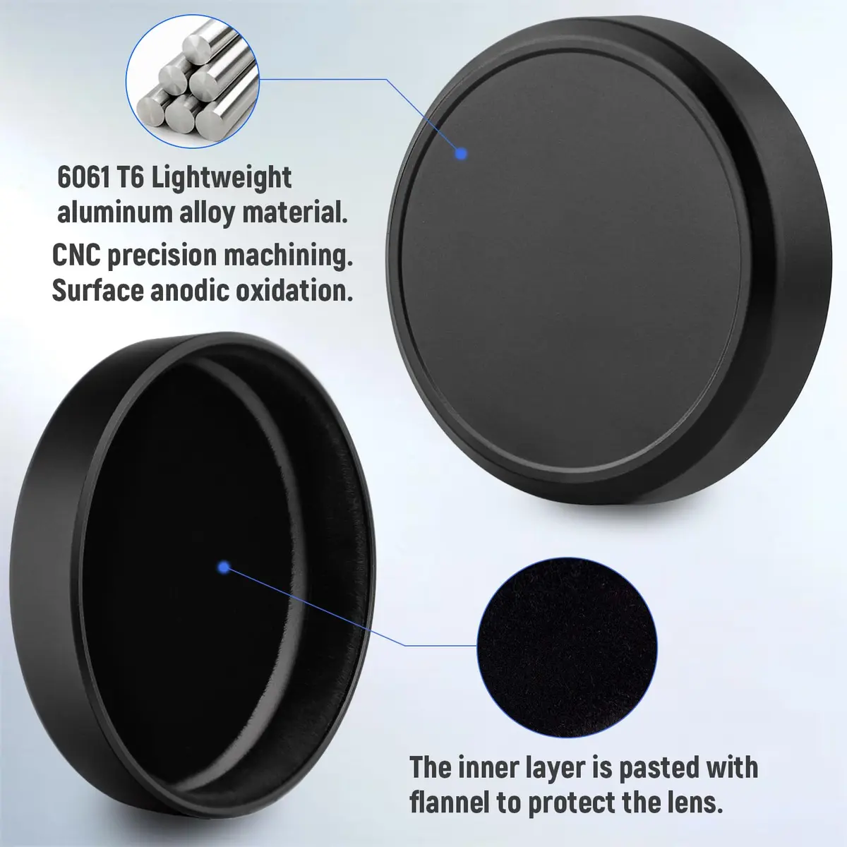 Haoge Metal Lens Cap for Fujifilm X100V | Aluminum, Black, 54mm | Compatible with Haoge LH-X54B Lens Hood - view 3