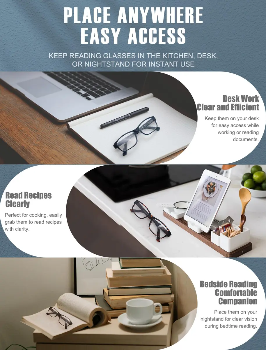 HEEYYOK 2.5 Reading Glasses Men Large Readers XXL Wide Oversized Frame Cheaters 4-Pack | Classic Rectangular Plastic - view 7