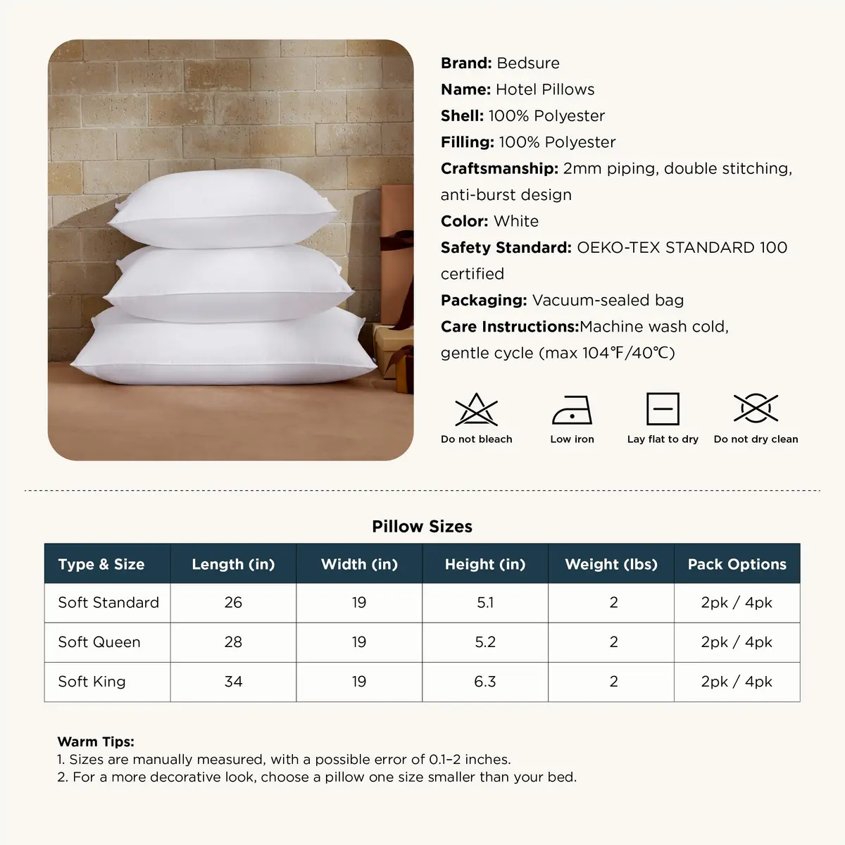 Bedsure Pillow Queen Size Set of 2 | Plush, OEKO-TEX Certified for Ultimate Comfort - view 8