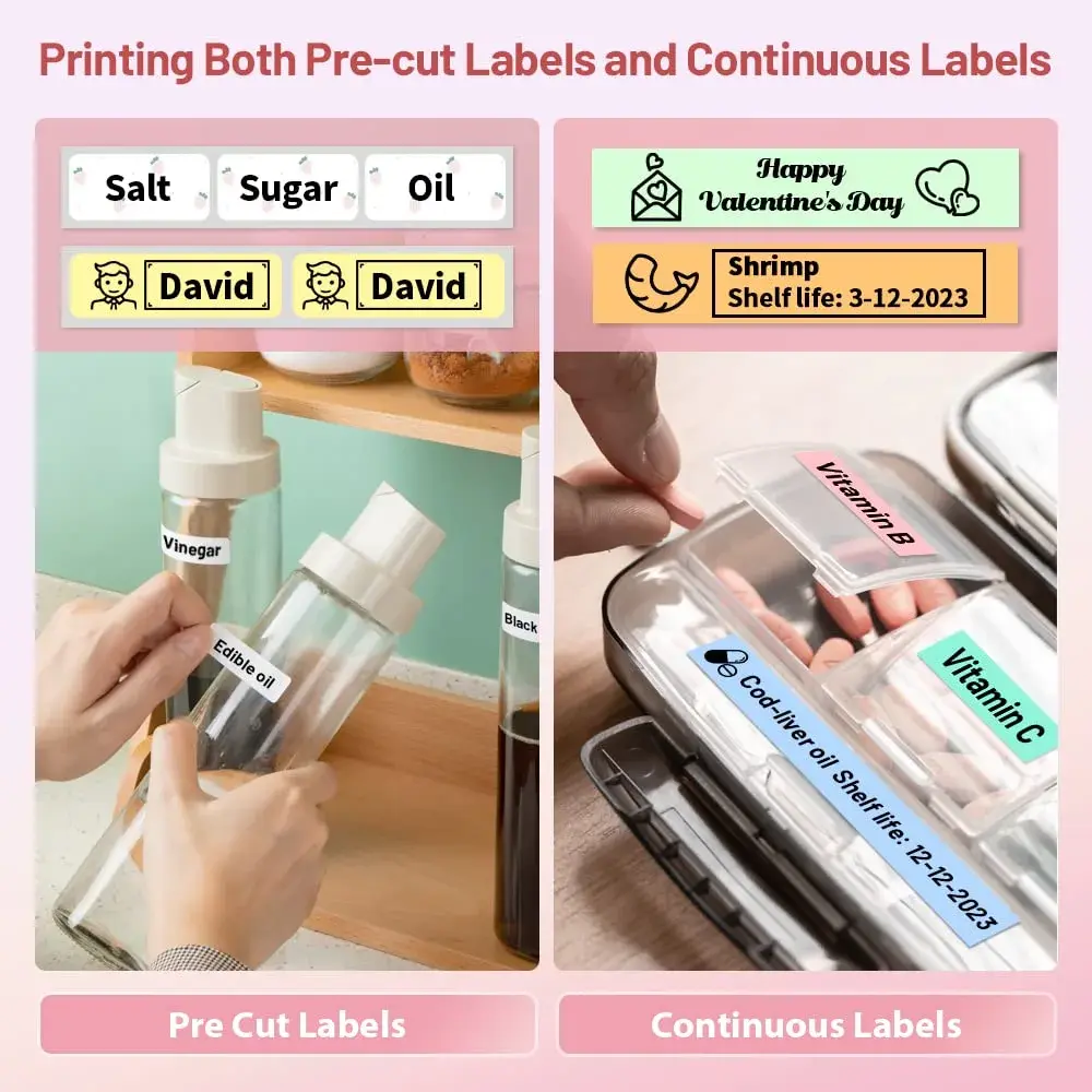 Phomemo D30 Portable Label Maker Pink | Bluetooth Mini Printer for Home School Office - view 5