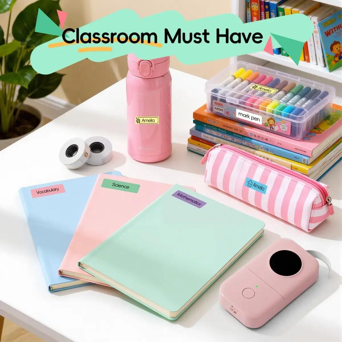 Phomemo D30 Portable Label Maker Pink | Bluetooth Mini Printer for Home School Office - view 3