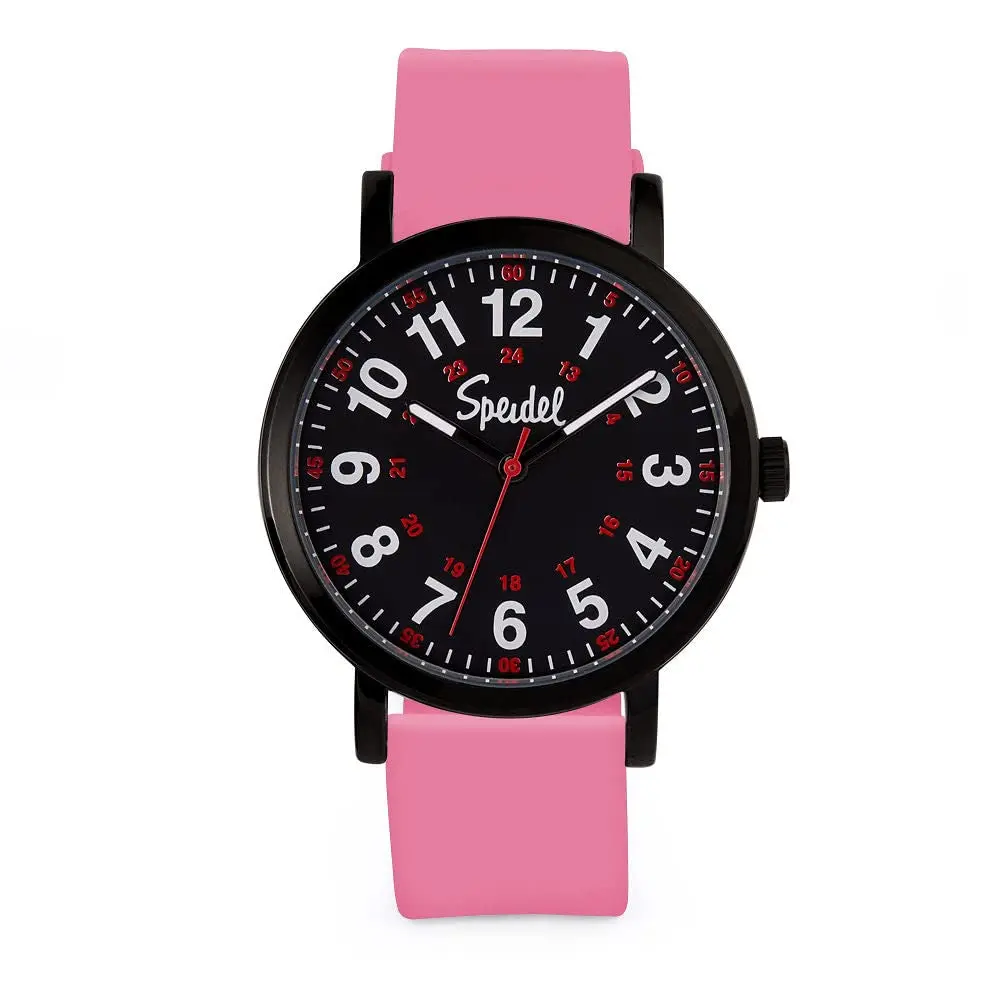 Speidel Original Scrub Watch™ for Nurses, Waterproof 50M, Pink Silicone Band, 38mm Dial - main product image
