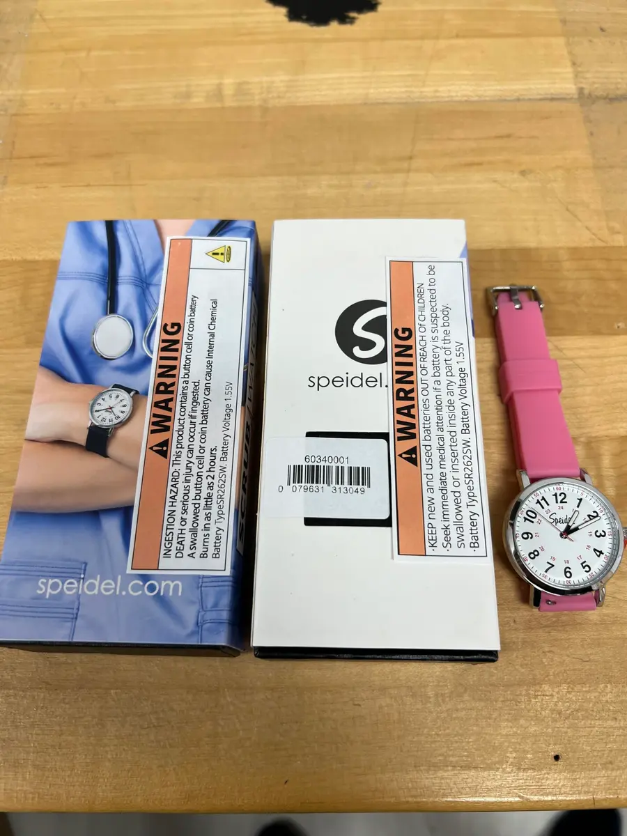 Speidel Original Scrub Watch™ for Nurses, Waterproof 50M, Pink Silicone Band, 38mm Dial - view 9