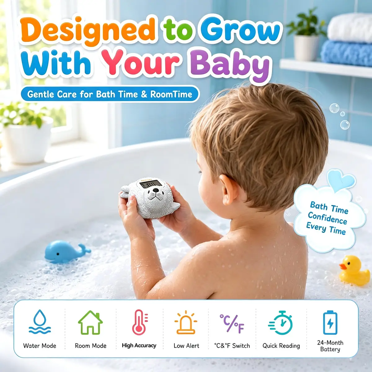 Doli Yearning Baby Bath Thermometer 4.4 inches | Accurate & Waterproof for Kids - view 2