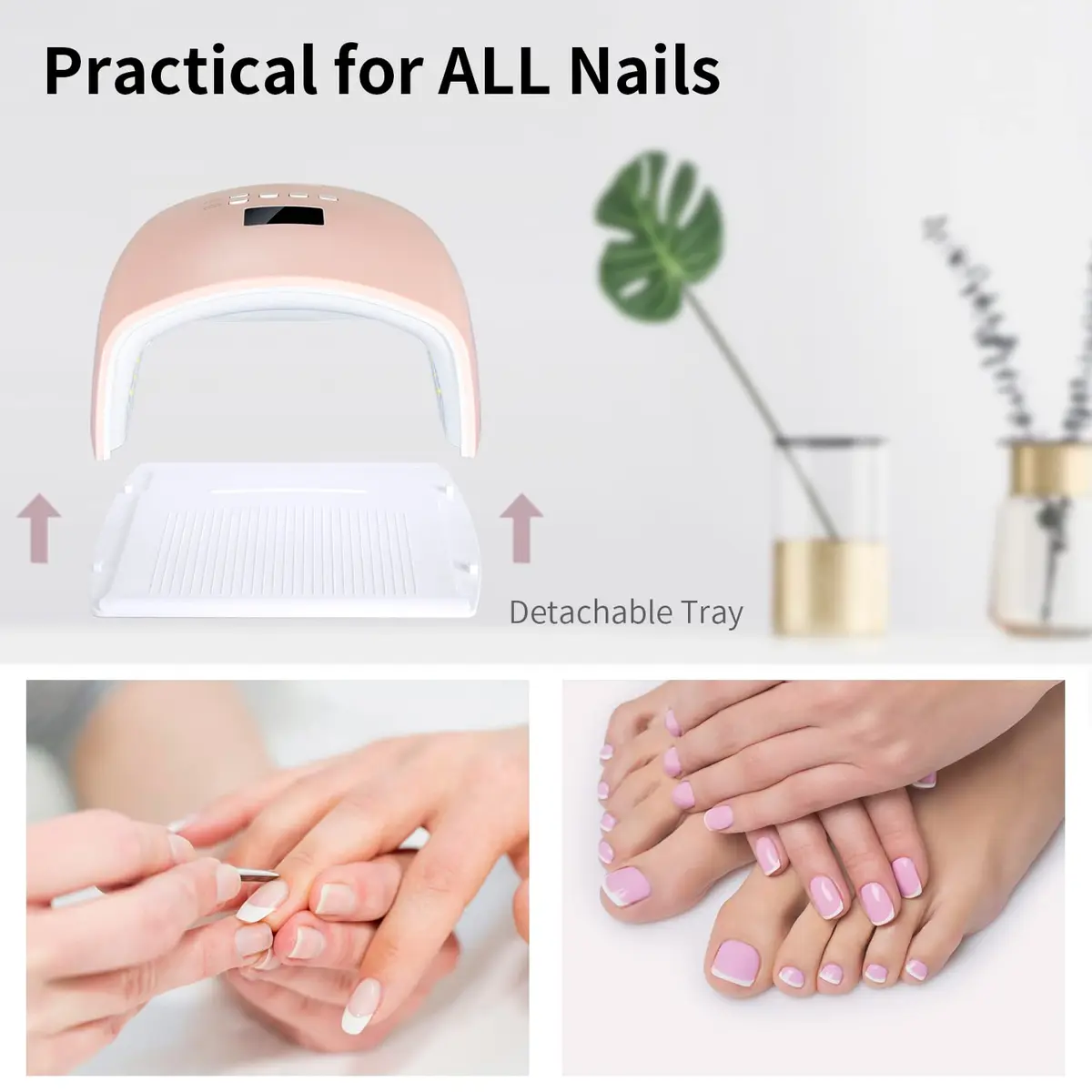 Ayshone 48W Rechargeable UV LED Nail Lamp Pink | Cordless Gel Nail Art Lights for Home & Salon - view 4