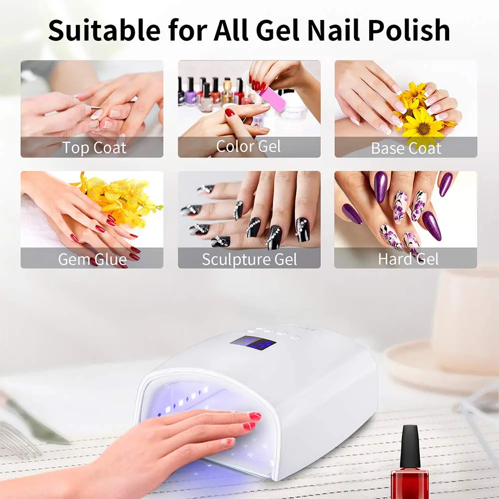 Ayshone 48W Rechargeable UV LED Nail Lamp White | Cures All Gel Polish Types - view 6