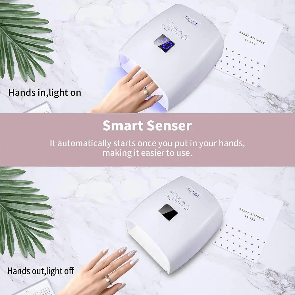 Ayshone 48W Rechargeable UV LED Nail Lamp White | Cures All Gel Polish Types - view 4
