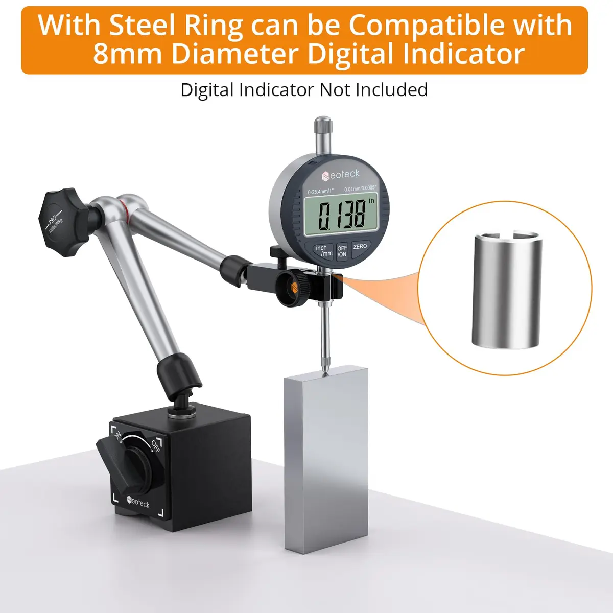 Neoteck Magnetic Base Stand for Dial Indicator, 80kg Tensile Force, Steel, 14.1" Height - view 6