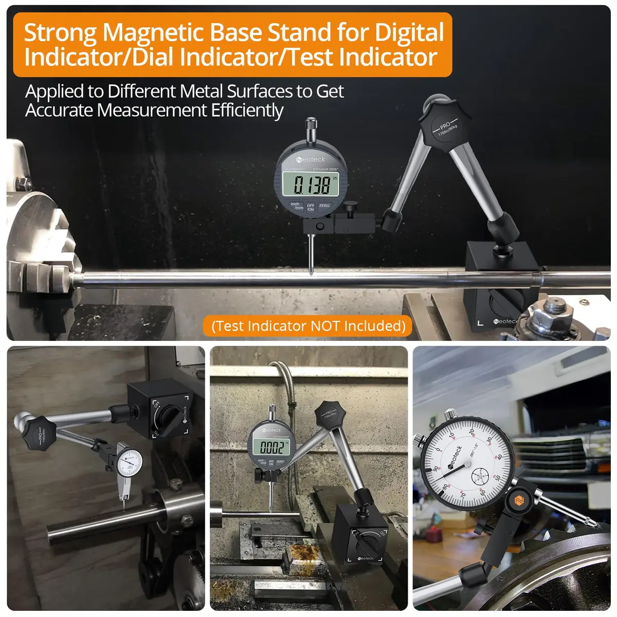 Neoteck Magnetic Base Stand for Dial Indicator, 80kg Tensile Force, Steel, 14.1" Height - view 2