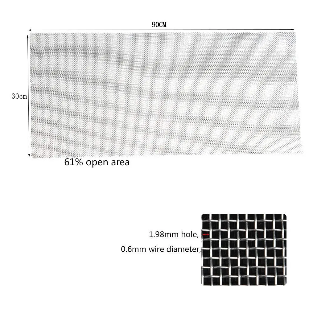 Zomine 10 Mesh 304 Stainless Steel Woven Wire - 12" X 36" | Corrosion-Resistant Mesh for Industrial Use - view 3