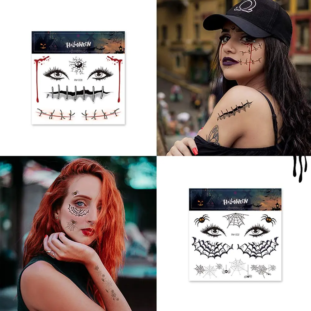 Adonisaon Temporary Tattoos Day of the Dead 12 Sheets | Halloween Face & Body Decals Waterproof - view 6