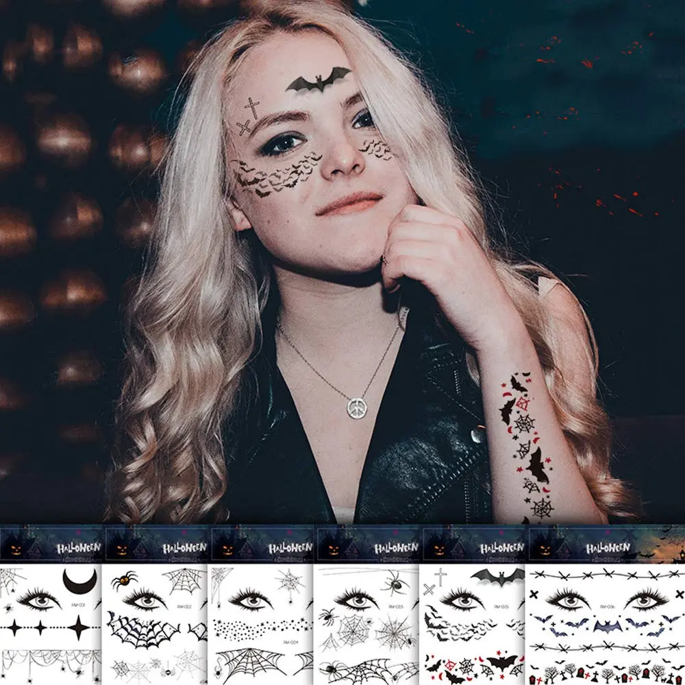 Adonisaon Temporary Tattoos Day of the Dead 12 Sheets | Halloween Face & Body Decals Waterproof - view 4