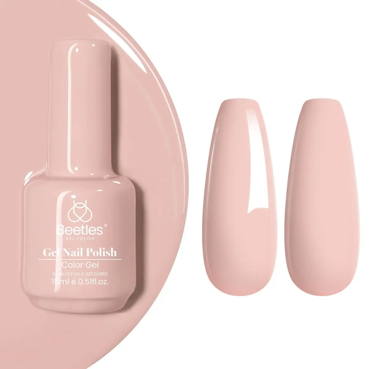Beetles Gel Nail Polish 15ML Light Nude | 9 Toxin-Free, Long-Lasting Soak-Off UV Gel - main product image