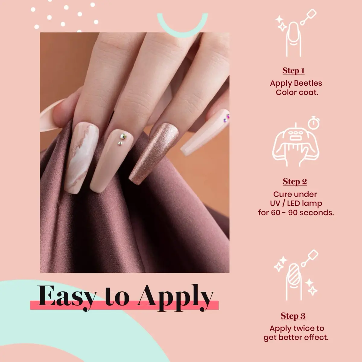 Beetles Gel Nail Polish 15ML Light Nude | 9 Toxin-Free, Long-Lasting Soak-Off UV Gel - view 3
